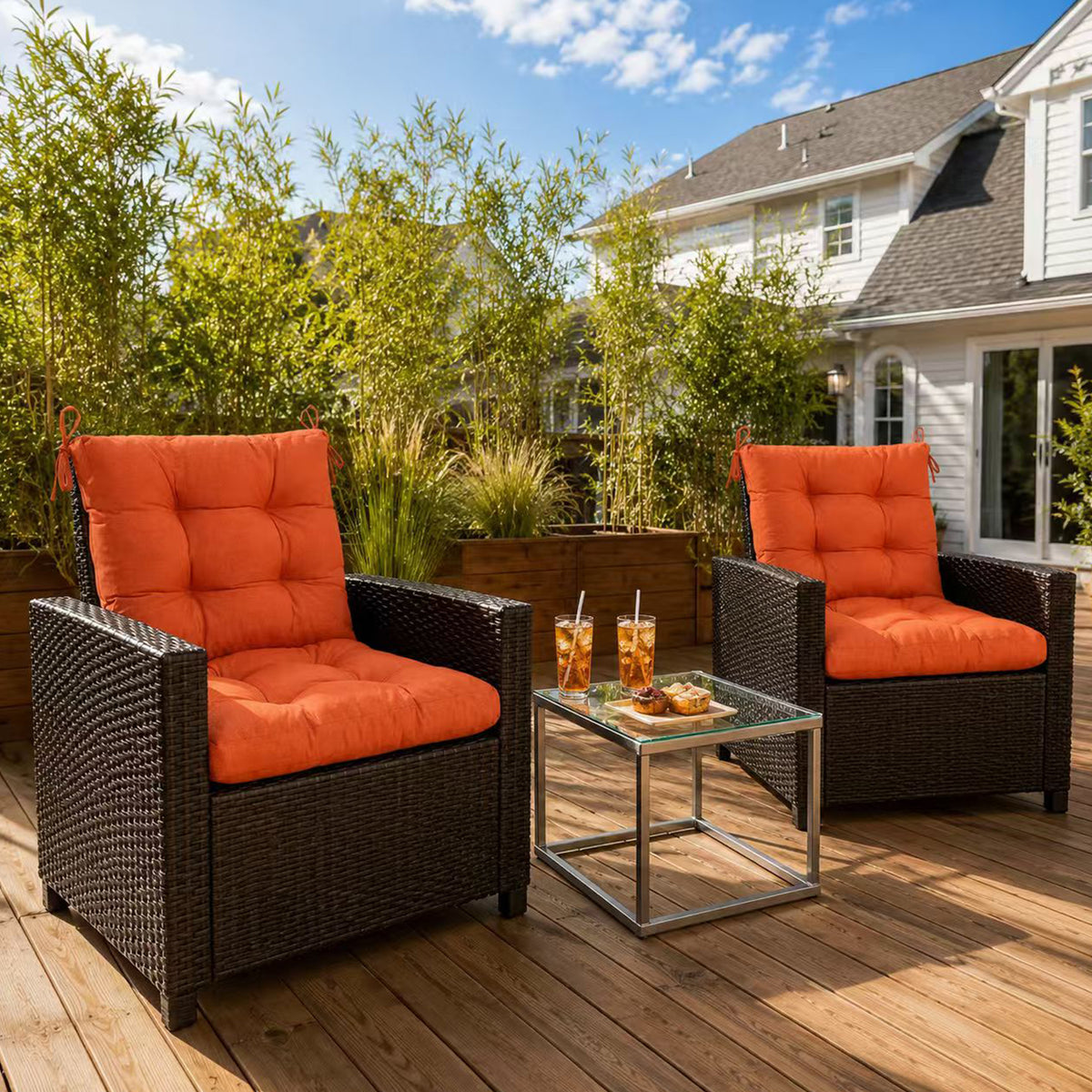Goodgoods N Tufted Outdoor High-Back Chair Cushion 18x36 in - Orange