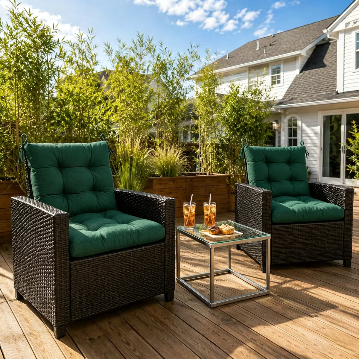 Goodgoods N Tufted Outdoor High-Back Chair Cushion 20x40 in - Deep Green