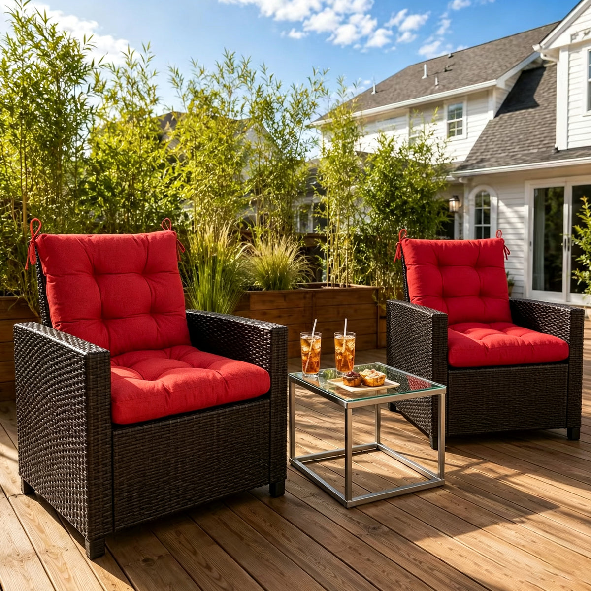 Goodgoods N Tufted Outdoor High-Back Chair Cushion 20x40 in - Red