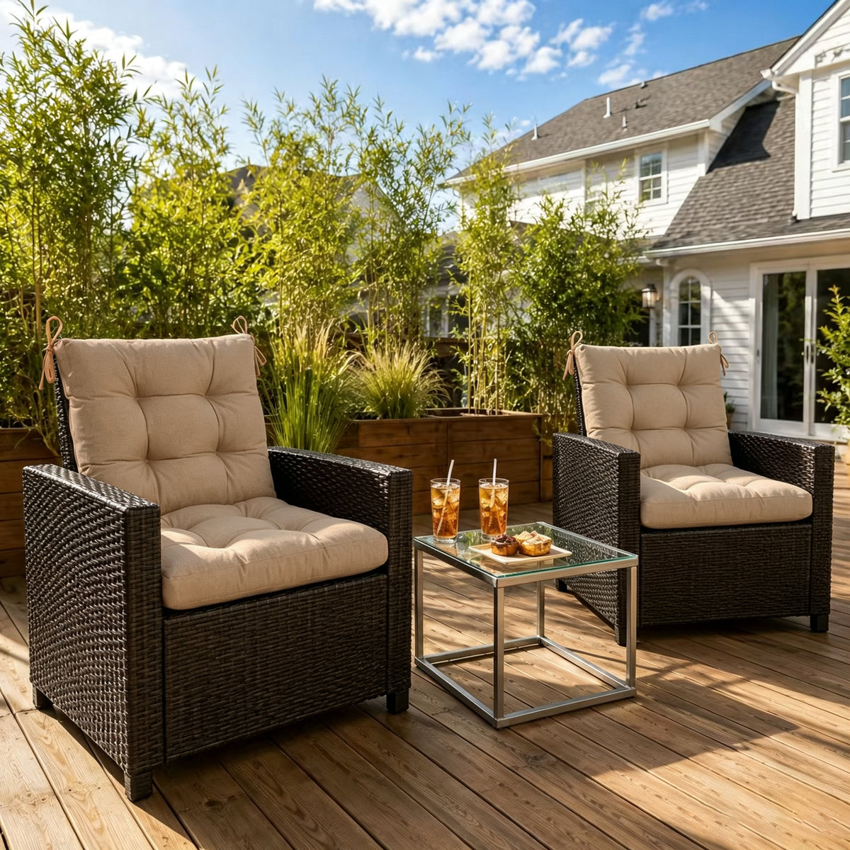 Goodgoods N Tufted Outdoor High-Back Chair Cushion 20x40 in - Brown