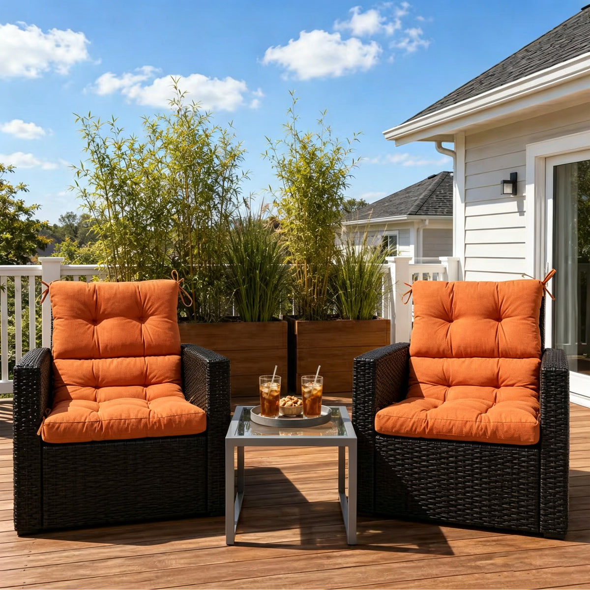 Goodgoods N Tufted Outdoor High-Back Chair Cushion 21x44 in - Orange