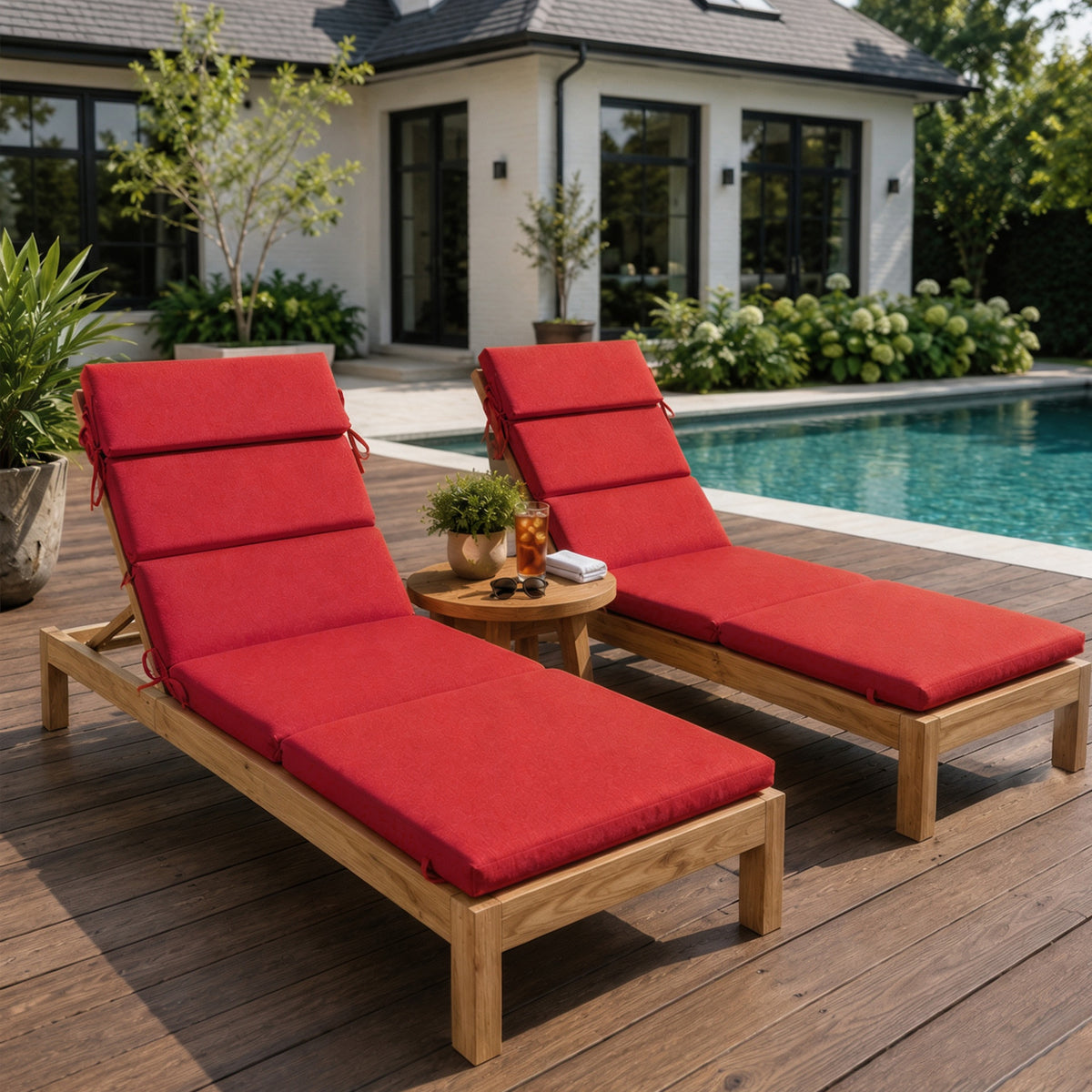 Goodgoods N Outdoor Chaise Lounge Cushion 21x72 in - Red