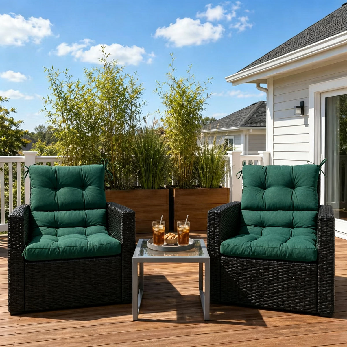 Goodgoods N Tufted Outdoor High-Back Chair Cushion 22x44 in - Deep Green