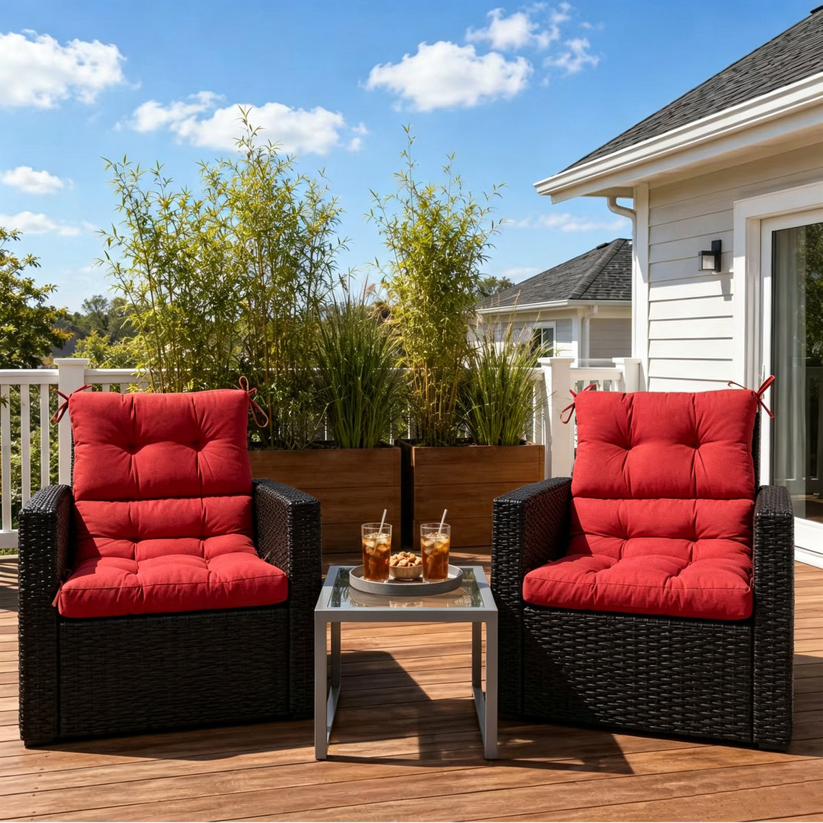 Goodgoods N Tufted Outdoor High-Back Chair Cushion 22x44 in - Red