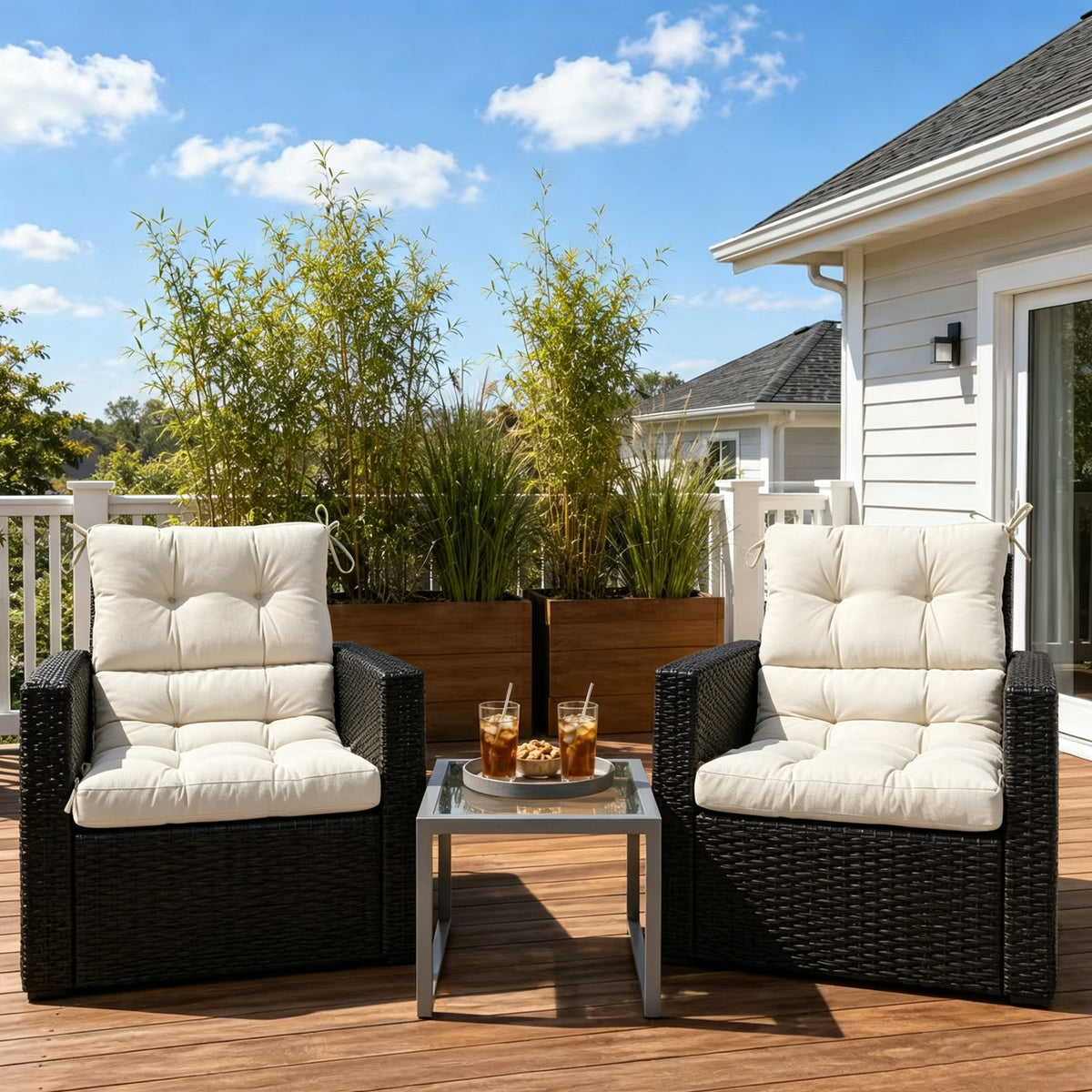 Goodgoods N Tufted Outdoor High-Back Chair Cushion 22x44 in - Beige