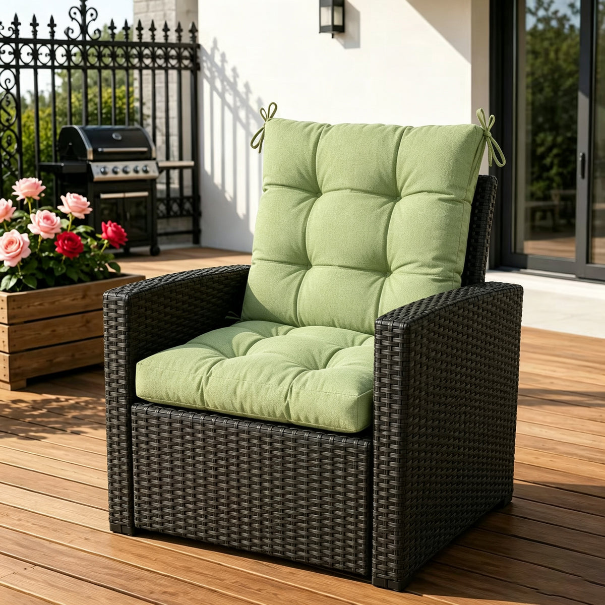 Goodgoods N Tufted Outdoor High-Back Chair Cushion 18x36 in - Light Green