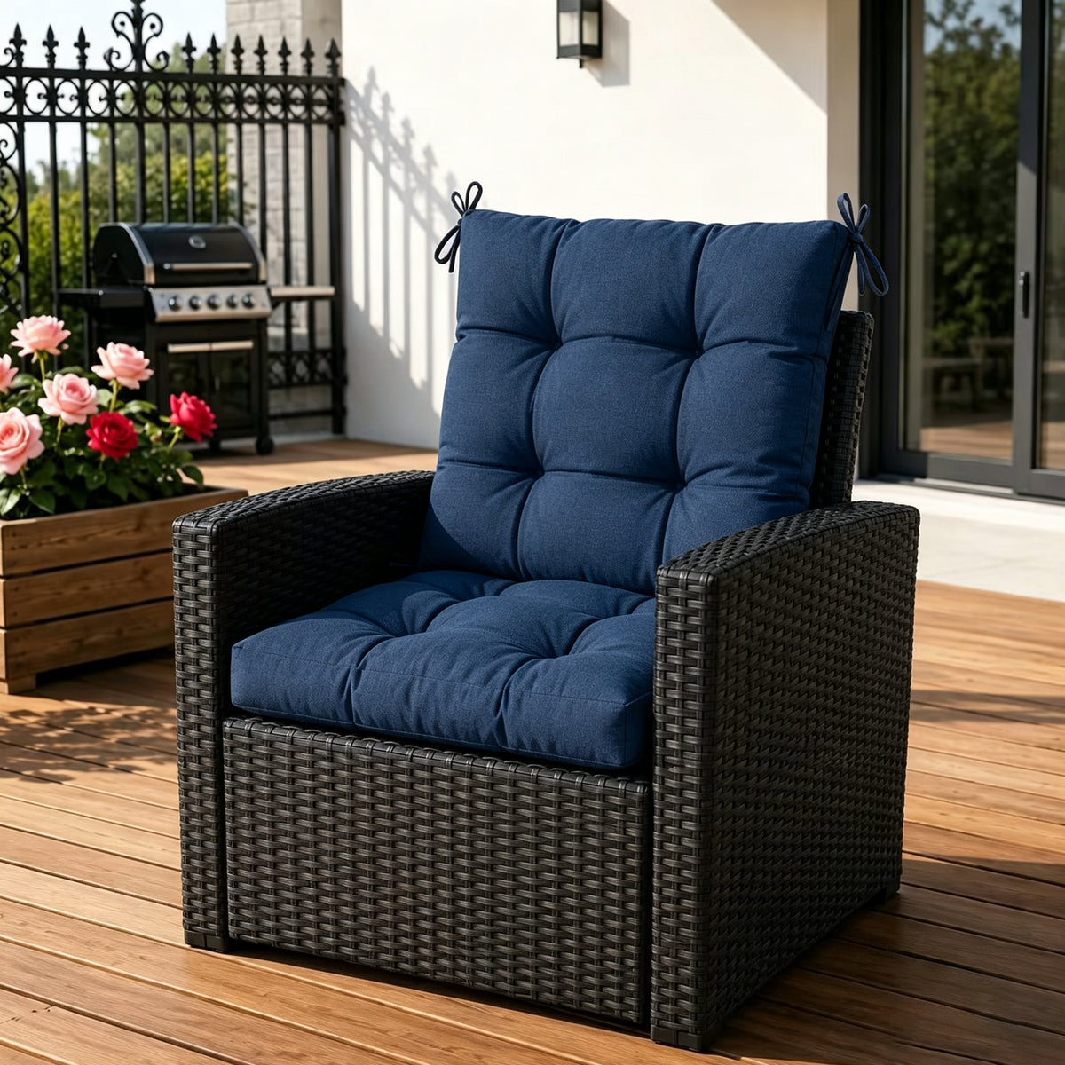 Goodgoods N Tufted Outdoor High-Back Chair Cushion 20x40 in - Dark Blue