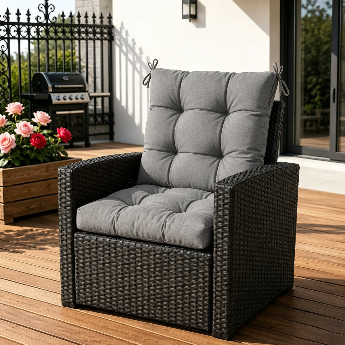 Goodgoods N Tufted Outdoor High-Back Chair Cushion 20x40 in - Gray