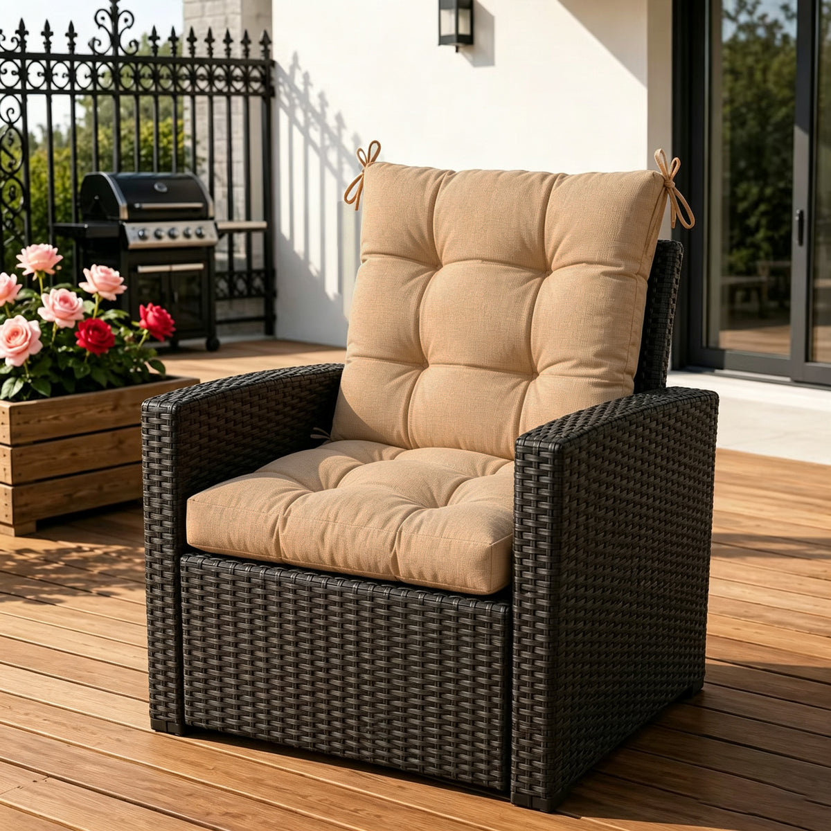 Goodgoods N Tufted Outdoor High-Back Chair Cushion 20x40 in - Brown