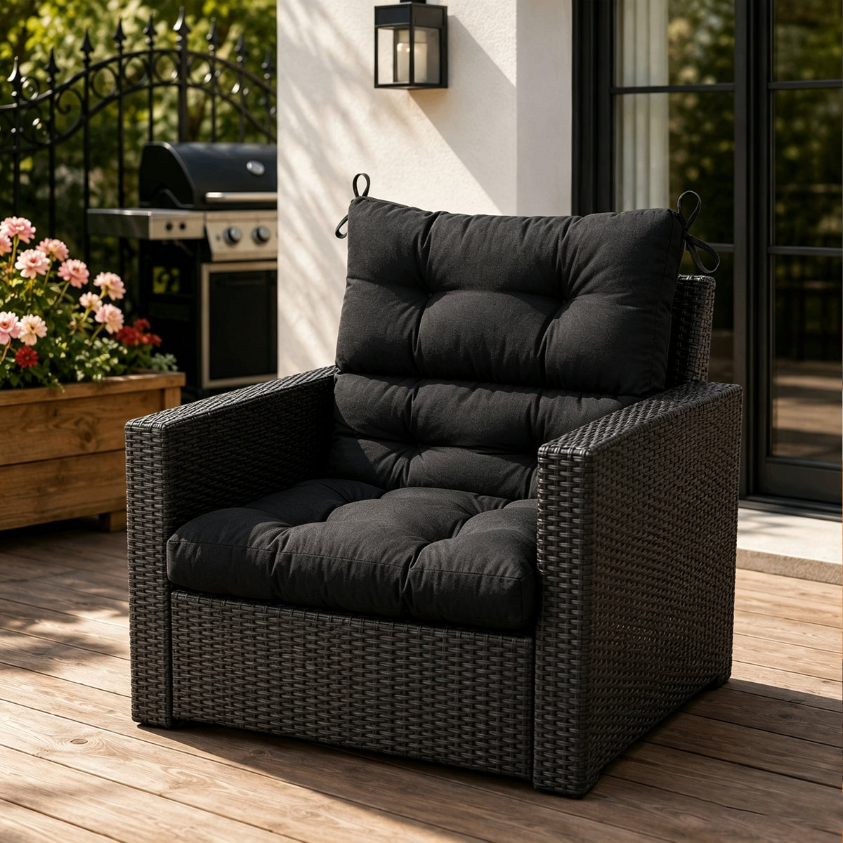 Goodgoods N Tufted Outdoor High-Back Chair Cushion 22x44 in - Black