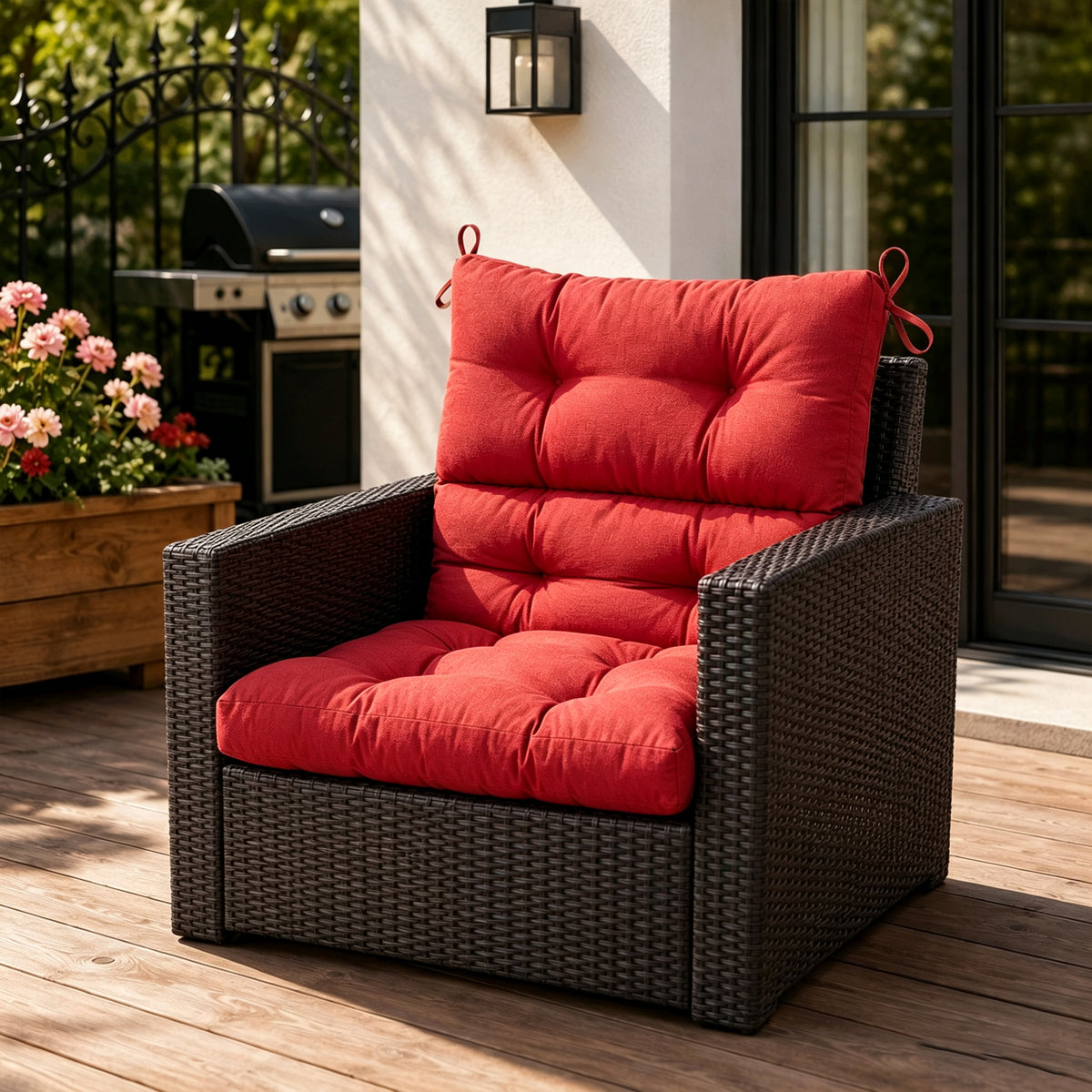 Goodgoods N Tufted Outdoor High-Back Chair Cushion 22x44 in - Red