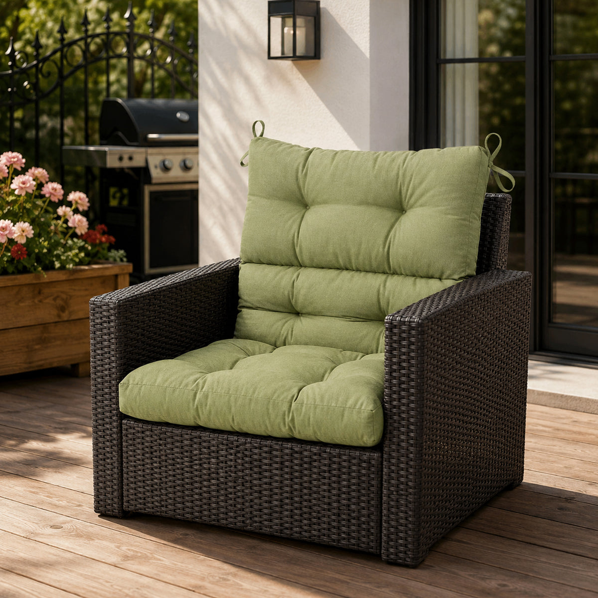 Goodgoods N Tufted Outdoor High-Back Chair Cushion 22x44 in - Light Green