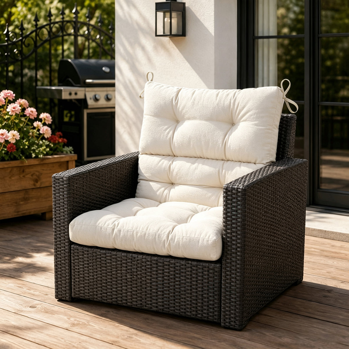 Goodgoods N Tufted Outdoor High-Back Chair Cushion 22x44 in - Beige