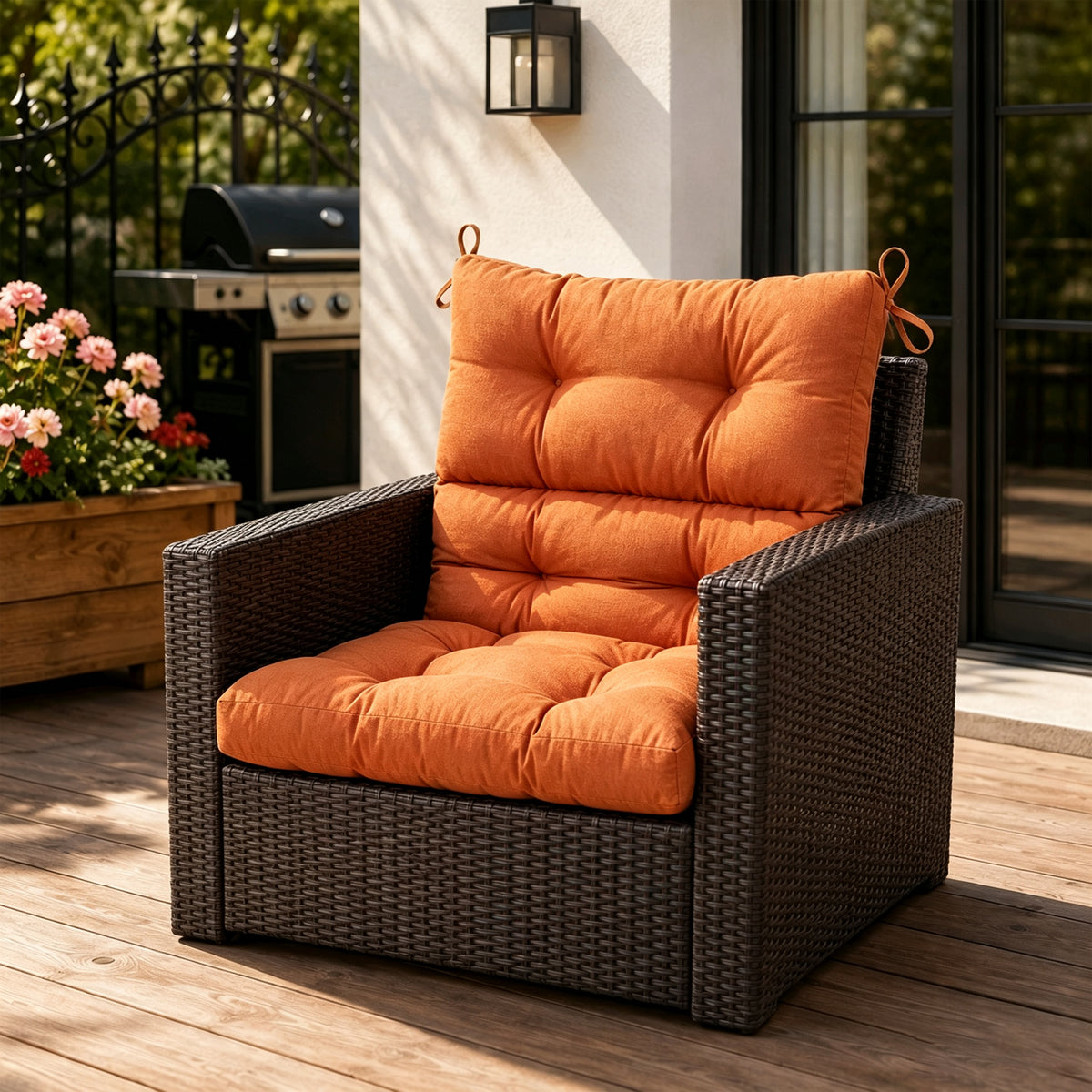Goodgoods N Tufted Outdoor High-Back Chair Cushion 22x44 in - Orange