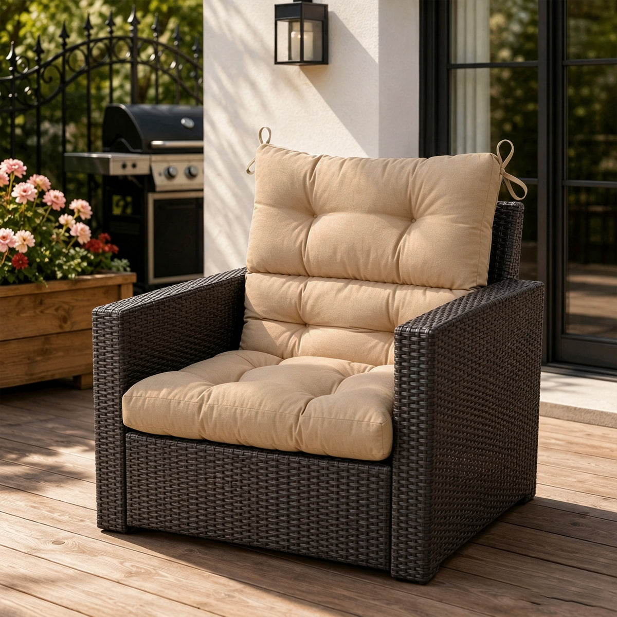 Goodgoods N Tufted Outdoor High-Back Chair Cushion 22x44 in - Brown