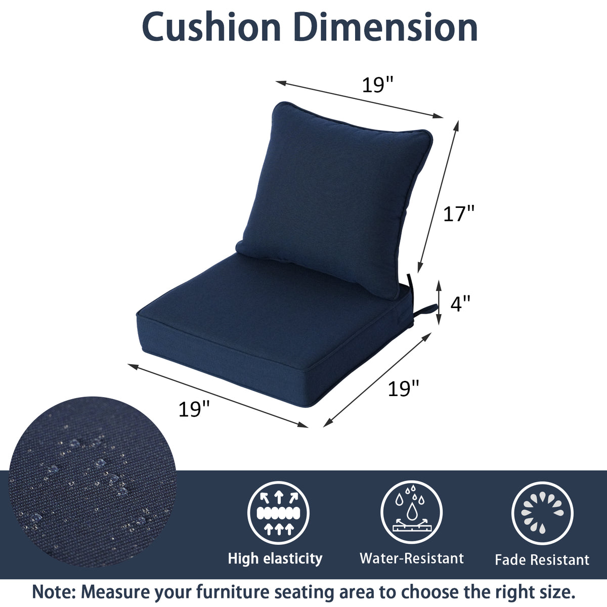 Goodgoods N Deep Seat Outdoor Cushion Set 19x19 in - Dark Blue