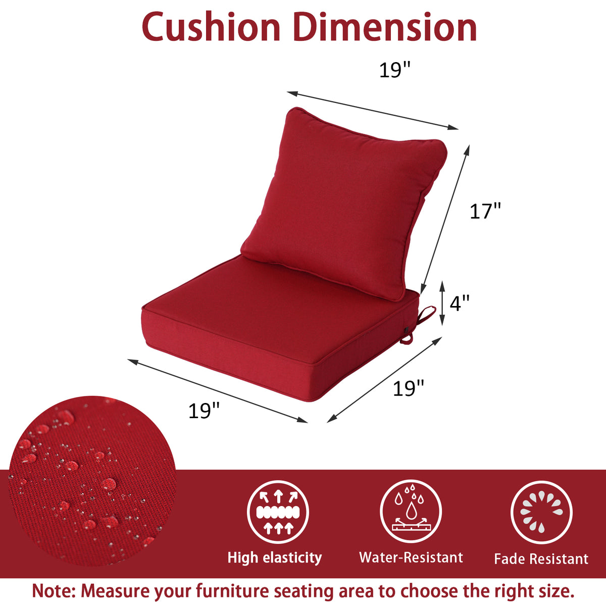 Goodgoods N Deep Seat Outdoor Cushion Set 19x19 in - Red