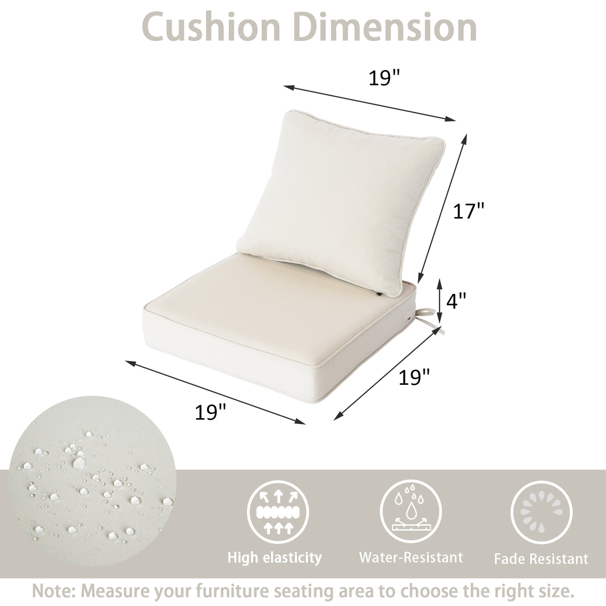 Goodgoods N Deep Seat Outdoor Cushion Set 19x19 in - Beige