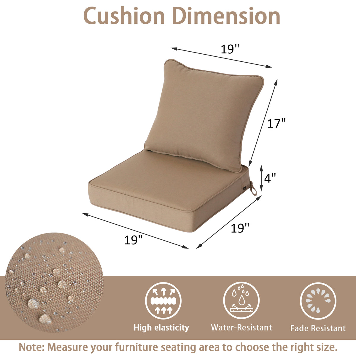 Goodgoods N Deep Seat Outdoor Cushion Set 19x19 in - Brown