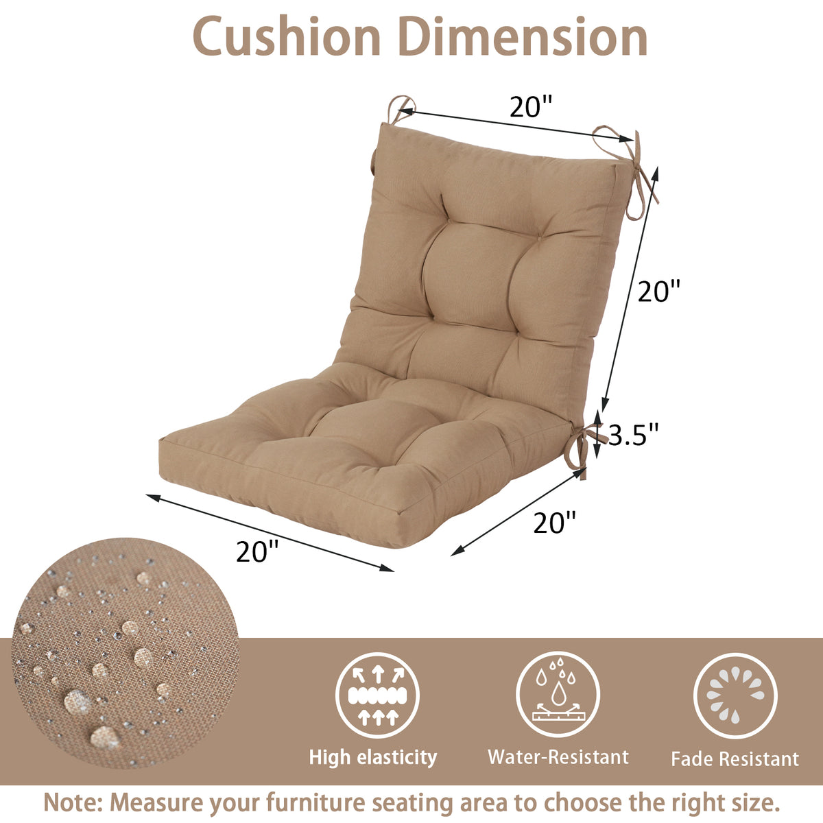 Goodgoods N Tufted Outdoor High-Back Chair Cushion 20x40 in - Brown