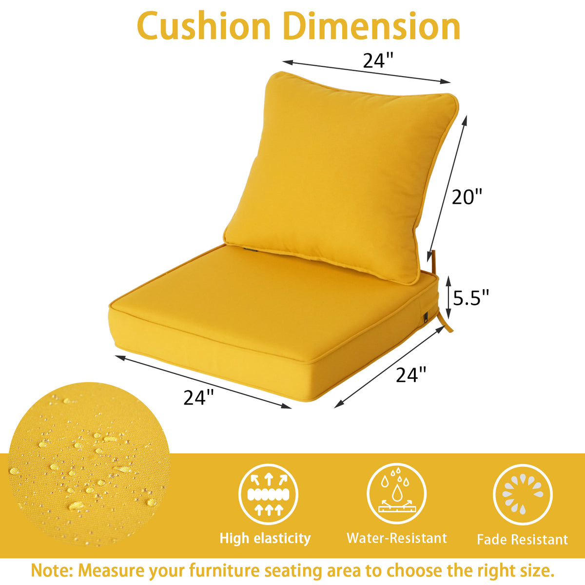 Goodgoods N Deep Seat Outdoor Cushion Set 24x24 in - Yellow