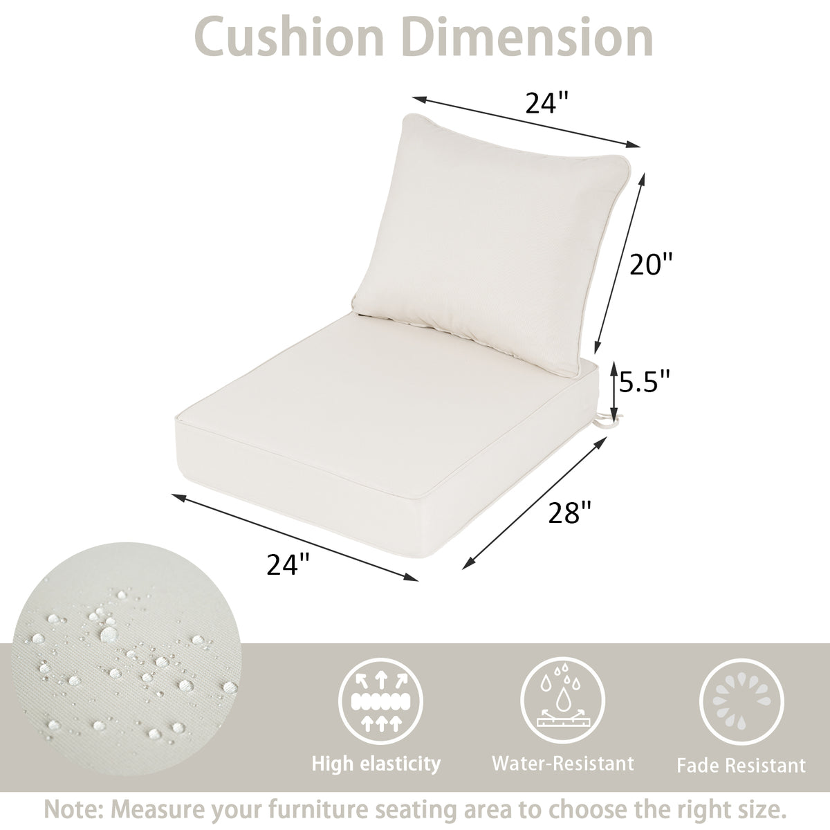 Goodgoods N Deep Seat Outdoor Cushion Set 24x28 in - Beige