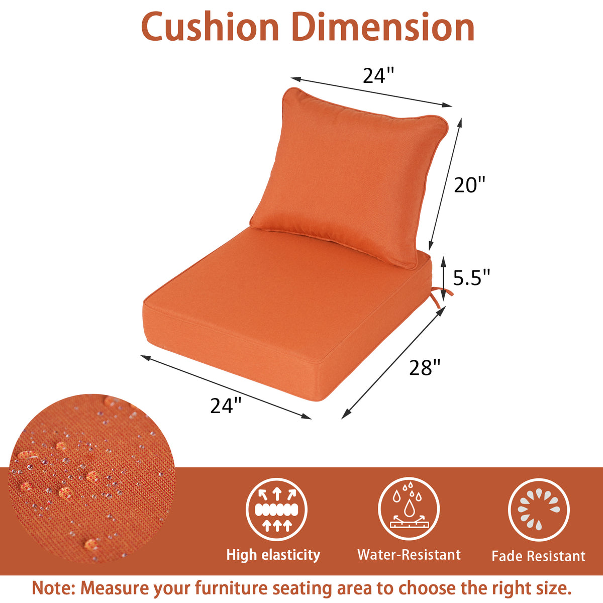 Goodgoods N Deep Seat Outdoor Cushion Set 24x28 in - Orange