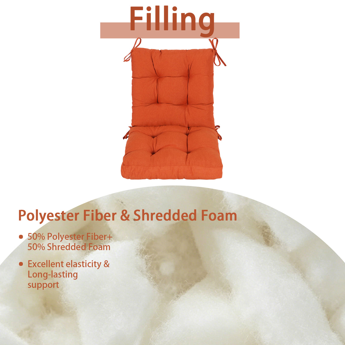 Goodgoods N Tufted Outdoor High-Back Chair Cushion 18x36 in - Orange