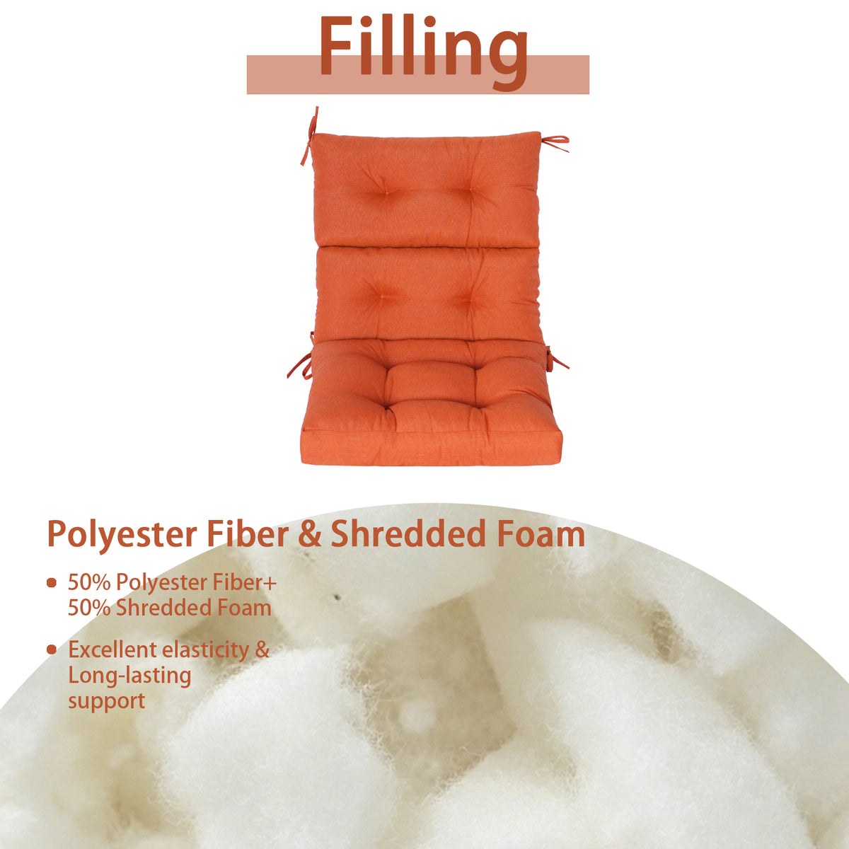 Goodgoods N Tufted Outdoor High-Back Chair Cushion 21x44 in - Orange