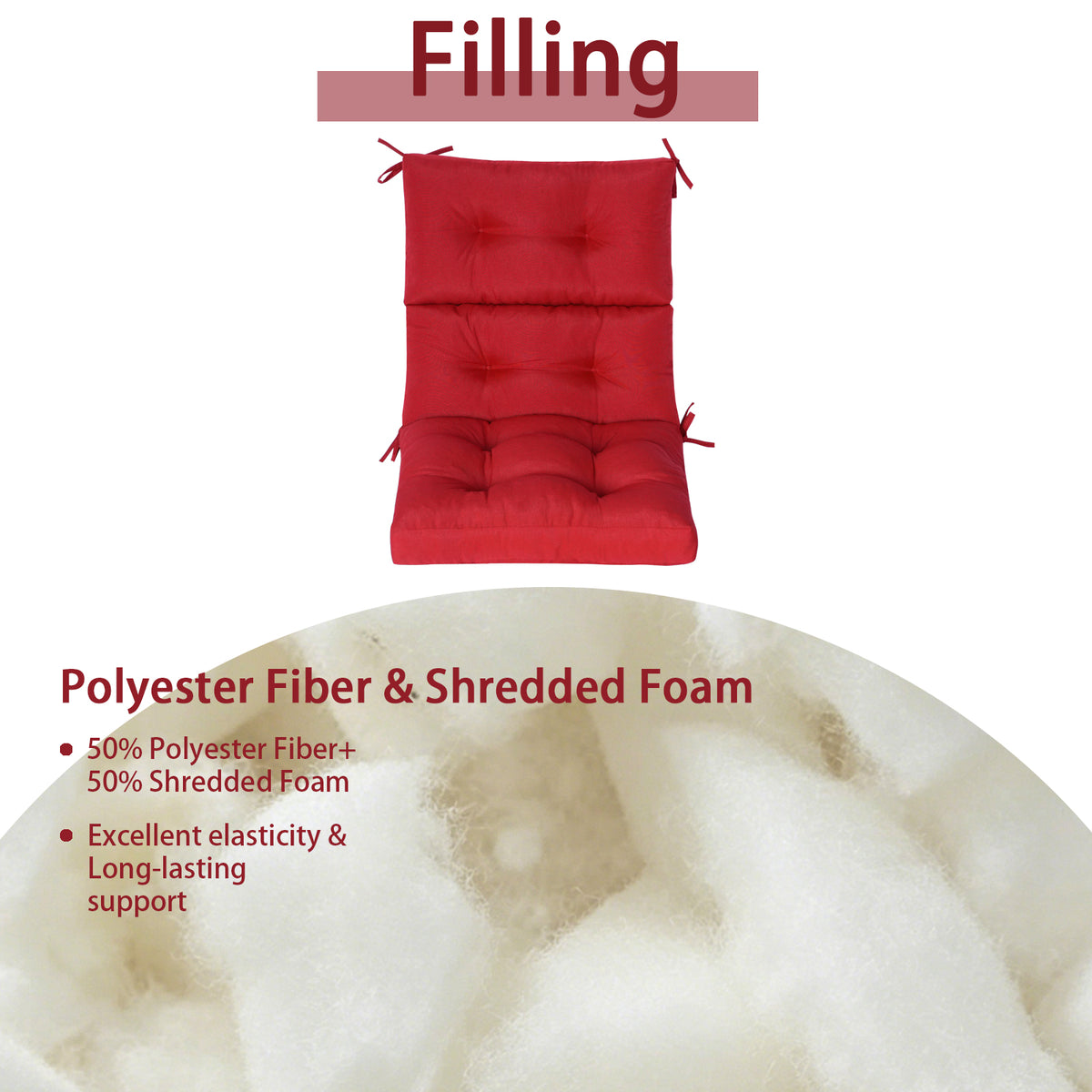 Goodgoods N Tufted Outdoor High-Back Chair Cushion 22x44 in - Red