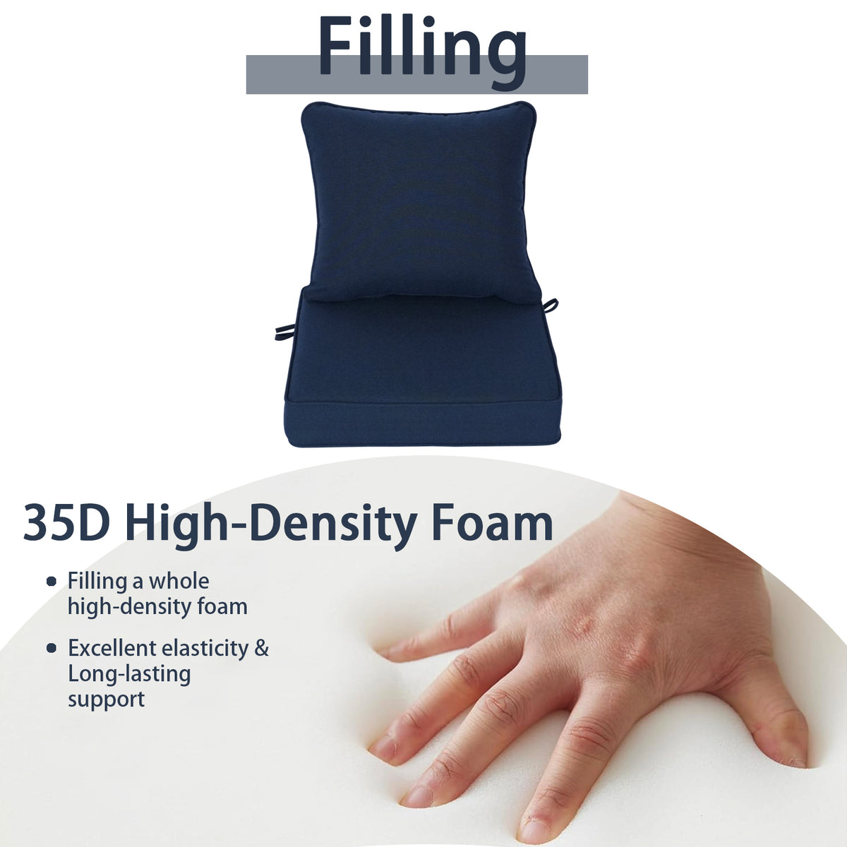 Goodgoods N Deep Seat Outdoor Cushion Set 24x24 in - Dark Blue