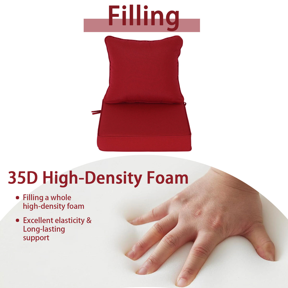 Goodgoods N Deep Seat Outdoor Cushion Set 24x24 in - Red