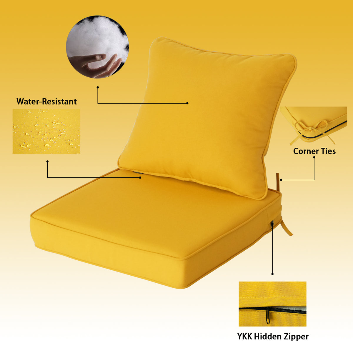 Goodgoods N Deep Seat Outdoor Cushion Set 24x24 in - Yellow