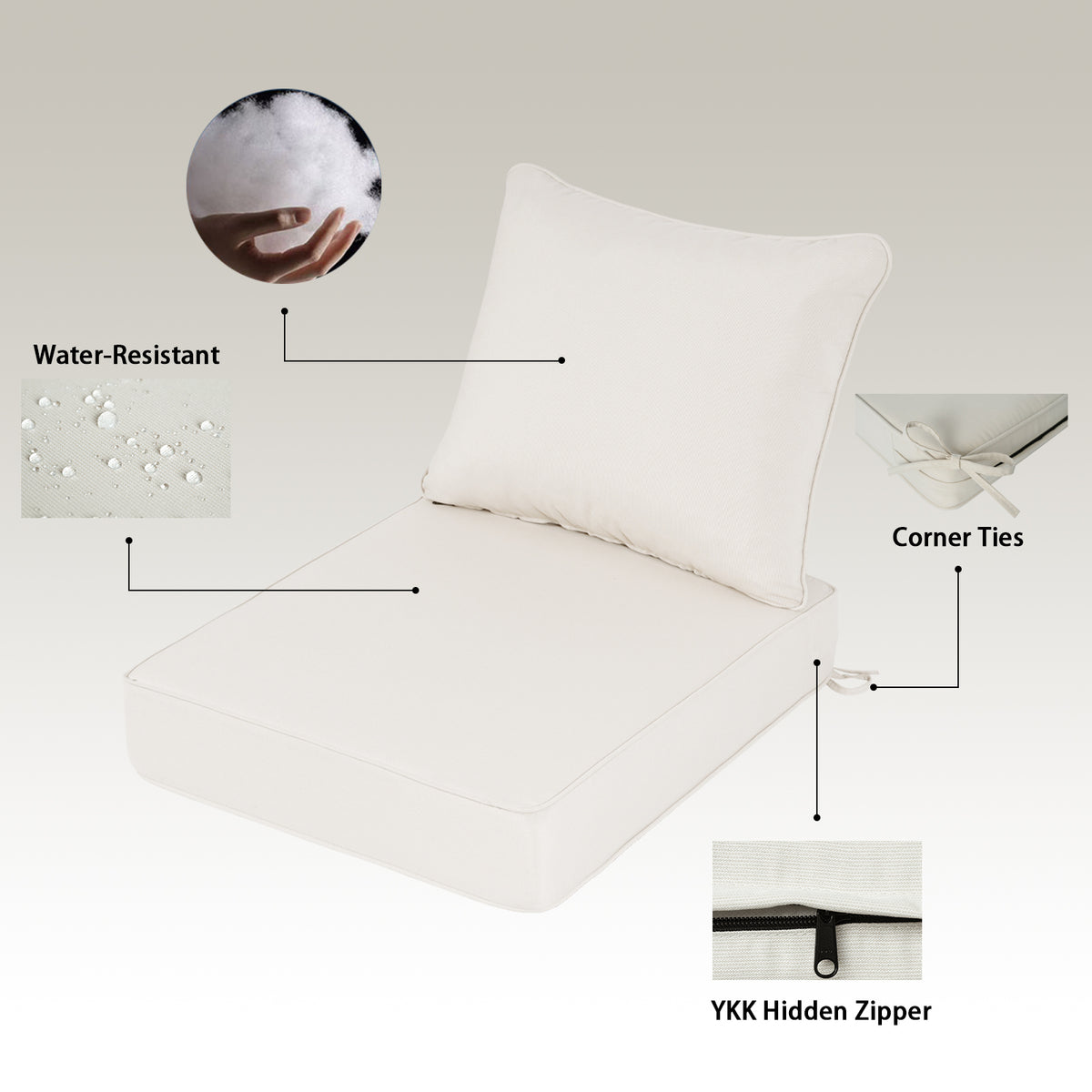 Goodgoods N Deep Seat Outdoor Cushion Set 24x28 in - Beige