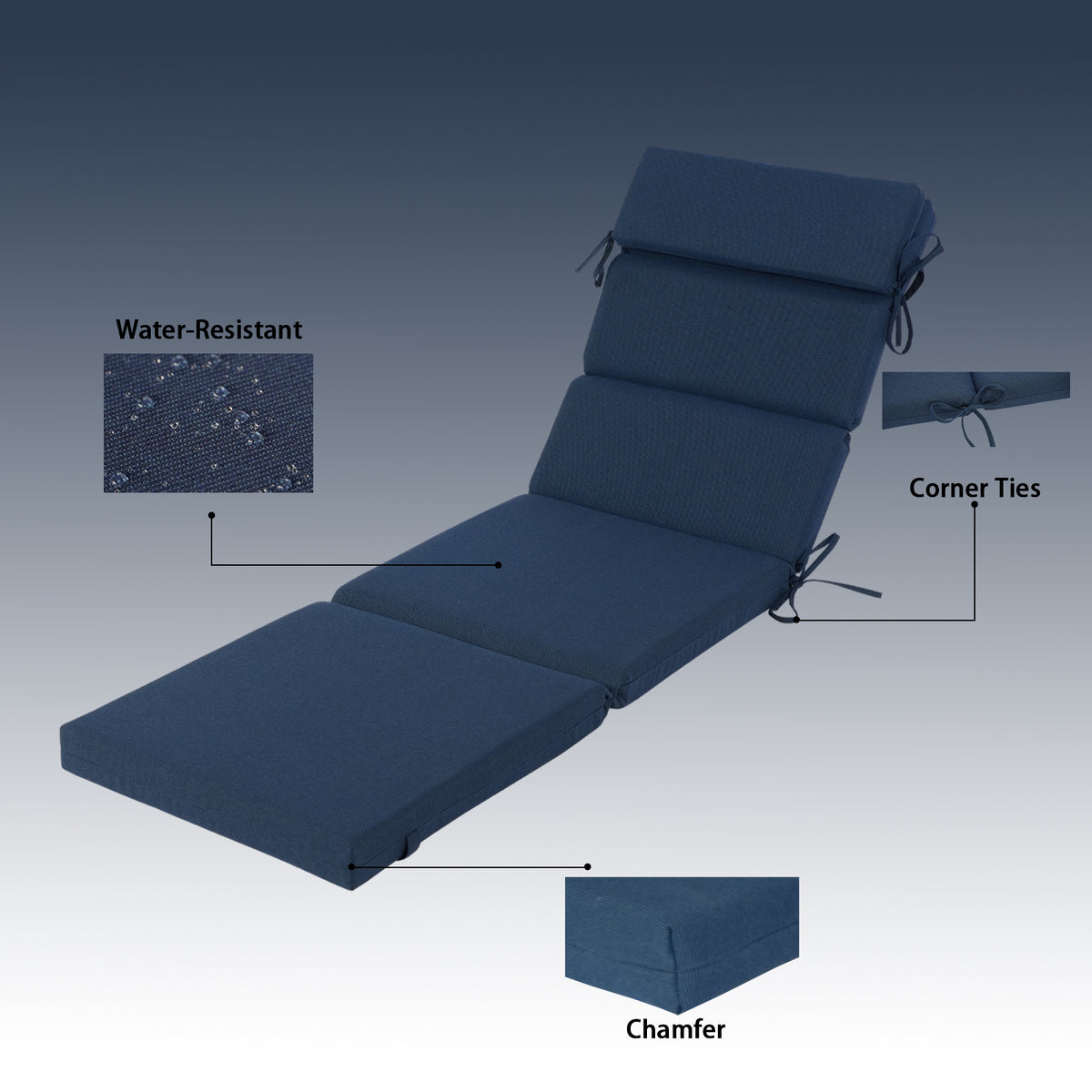 Goodgoods N Outdoor Chaise Lounge Cushion 25x77 in - Dark Blue