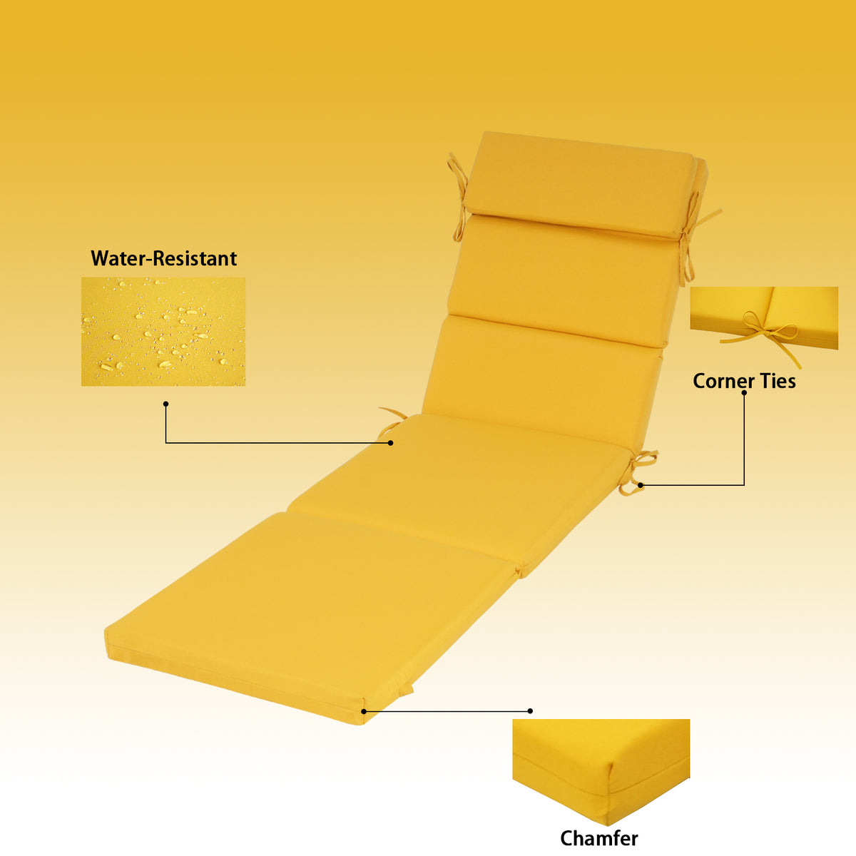 Goodgoods N Outdoor Chaise Lounge Cushion 25x77 in - Yellow