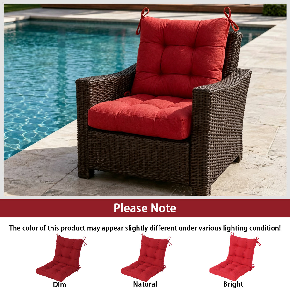 Goodgoods N Tufted Outdoor High-Back Chair Cushion 20x40 in - Red