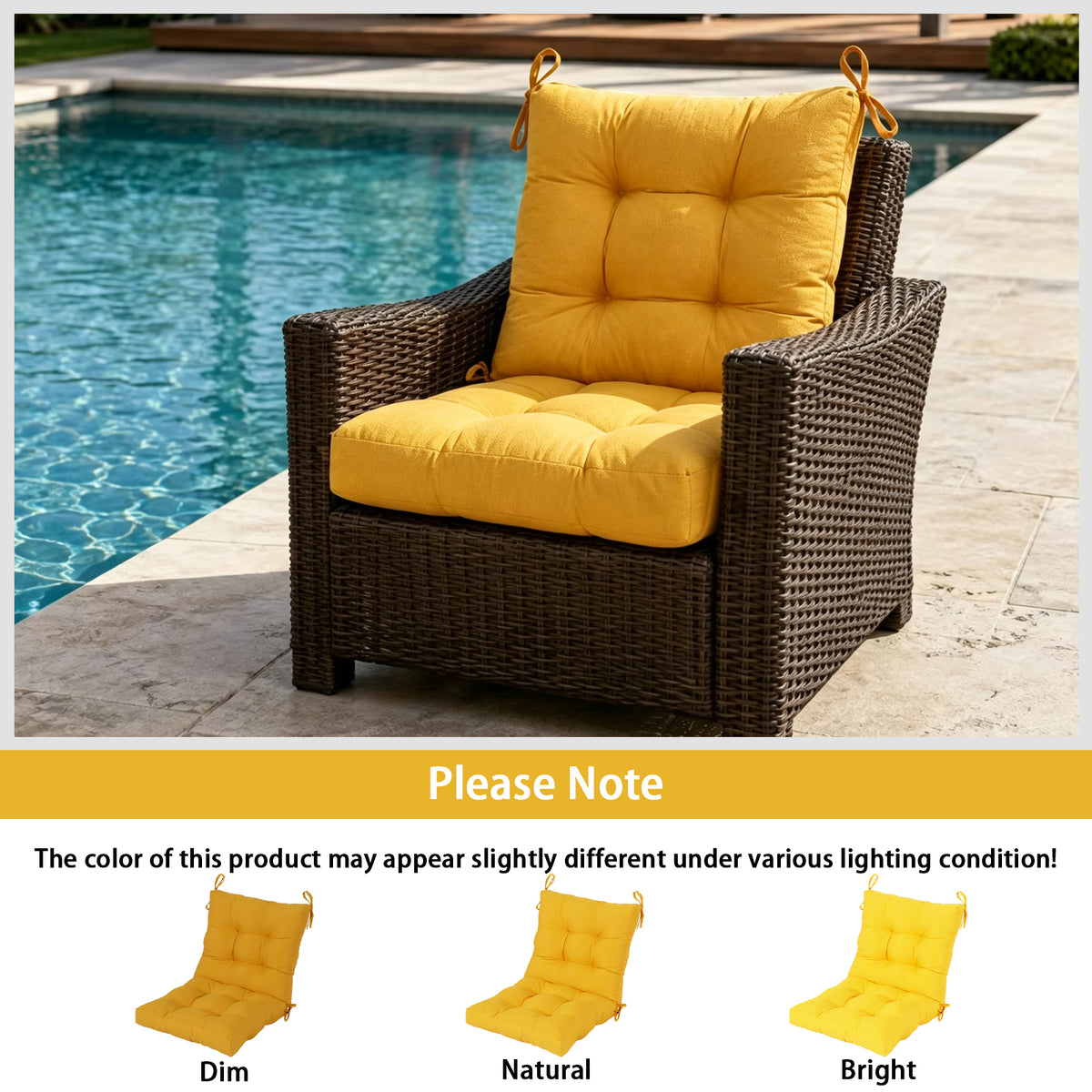 Goodgoods N Tufted Outdoor High-Back Chair Cushion 20x40 in - Yellow