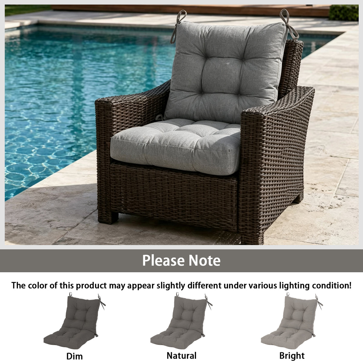 Goodgoods N Tufted Outdoor High-Back Chair Cushion 20x40 in - Gray