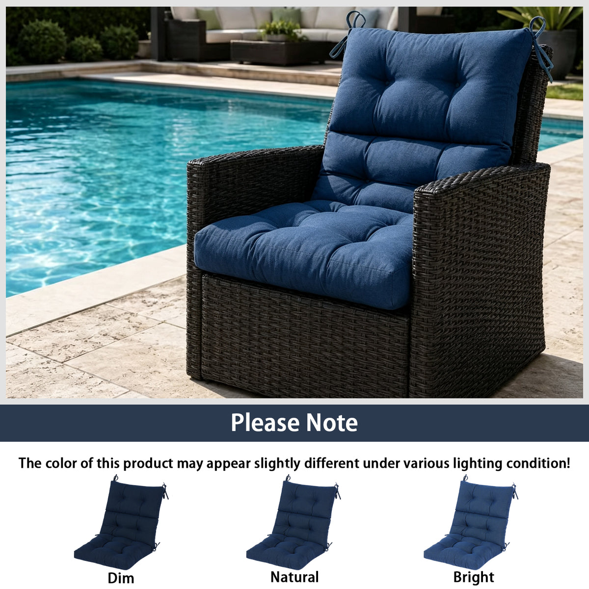 Goodgoods N Tufted Outdoor High-Back Chair Cushion 21x44 in - Dark Blue