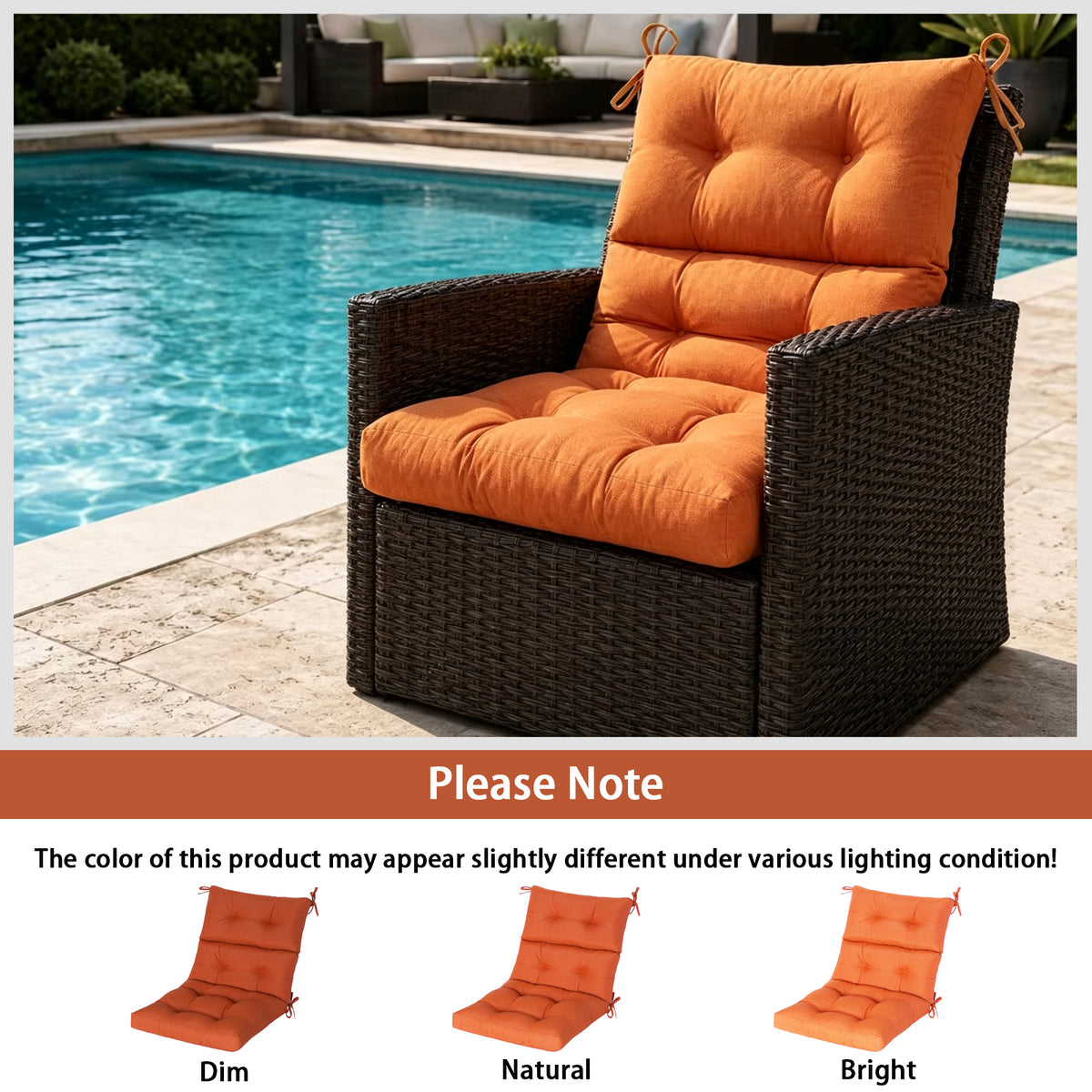 Goodgoods N Tufted Outdoor High-Back Chair Cushion 22x44 in - Orange