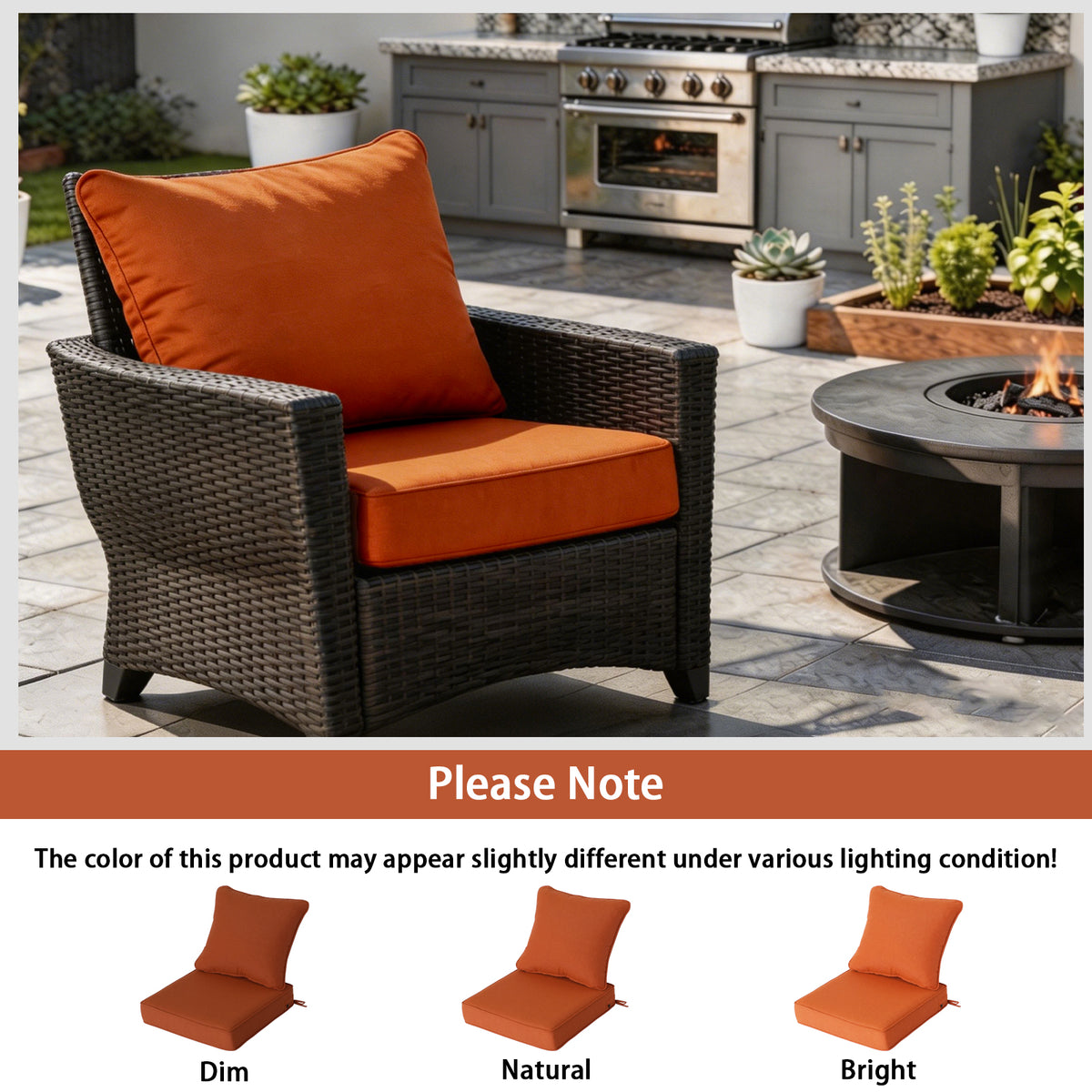 Goodgoods N Deep Seat Outdoor Cushion Set 24x24 in - Orange