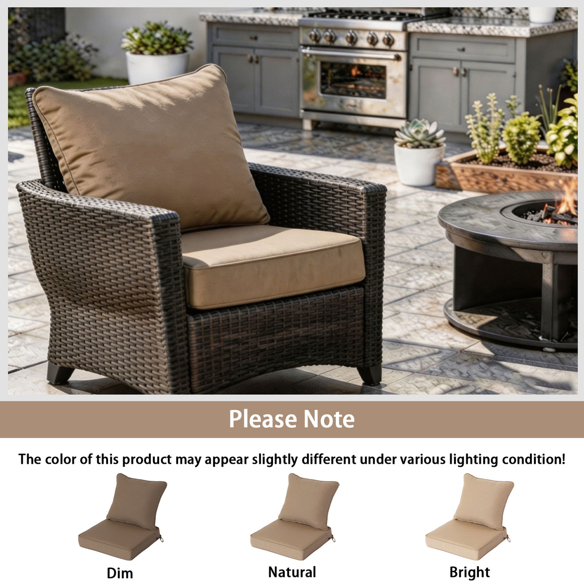 Goodgoods N Deep Seat Outdoor Cushion Set 24x24 in - Brown