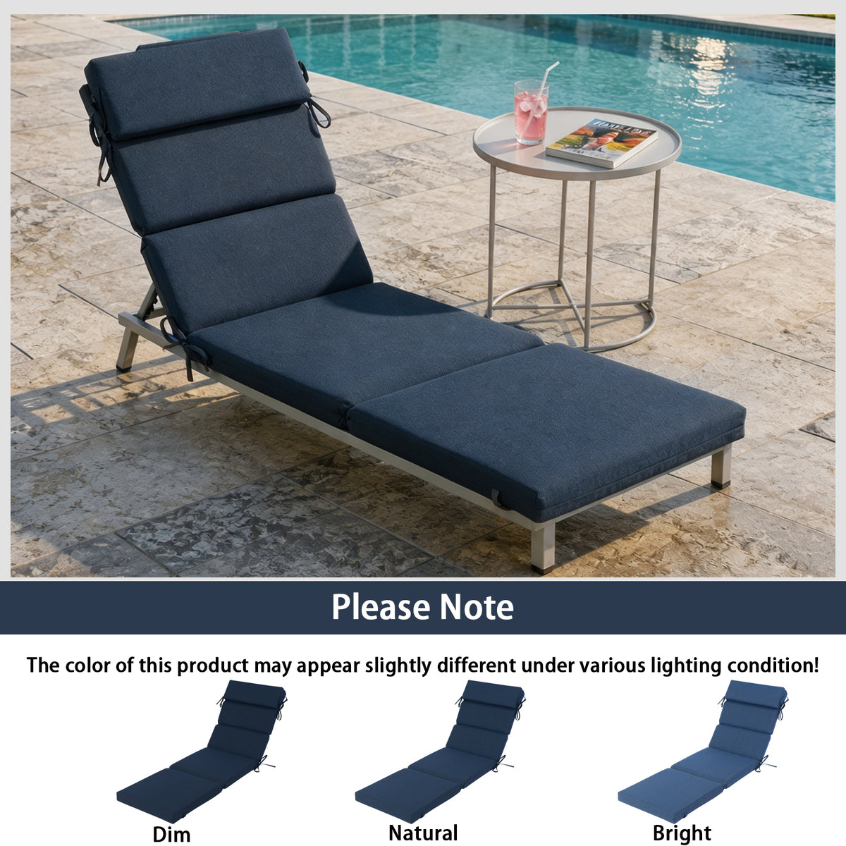 Goodgoods N Outdoor Chaise Lounge Cushion 25x77 in - Dark Blue
