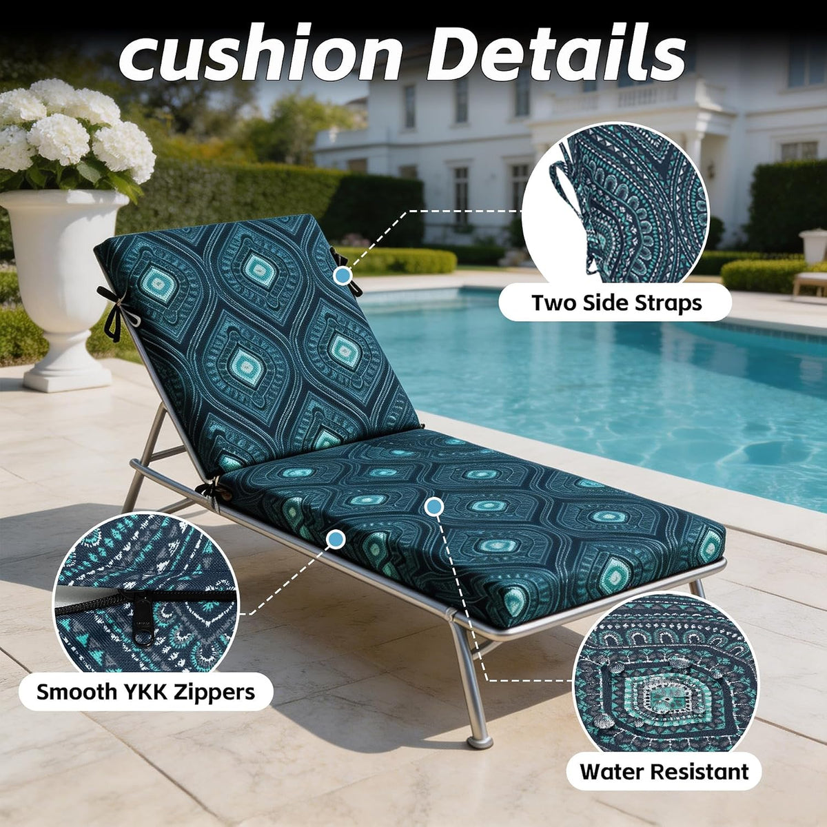 GoodGoods Outdoor Chaise Lounge Cushion 21x72 in - Blue Medallion