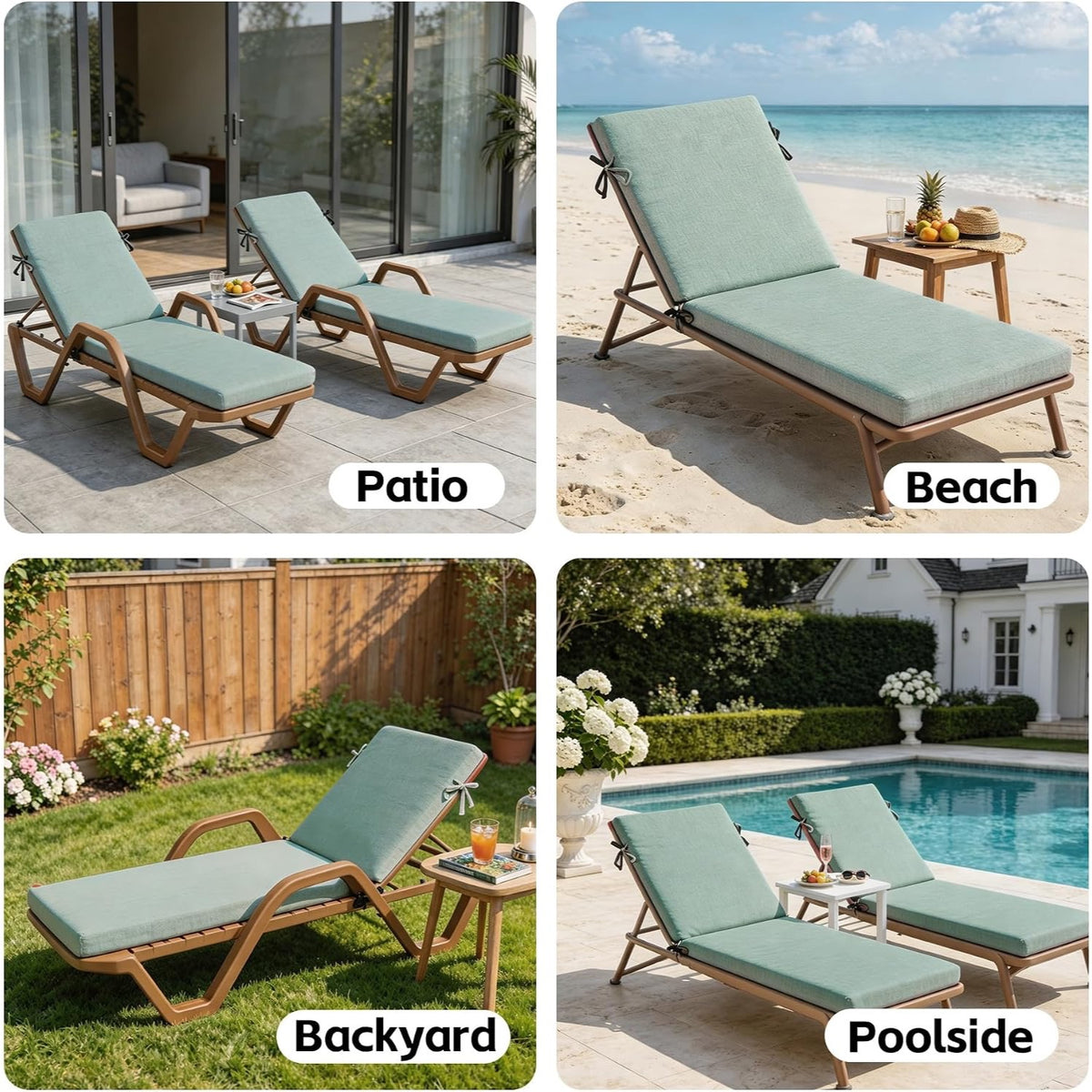 GoodGoods Outdoor Chaise Lounge Cushion 21x72 in - Light Green