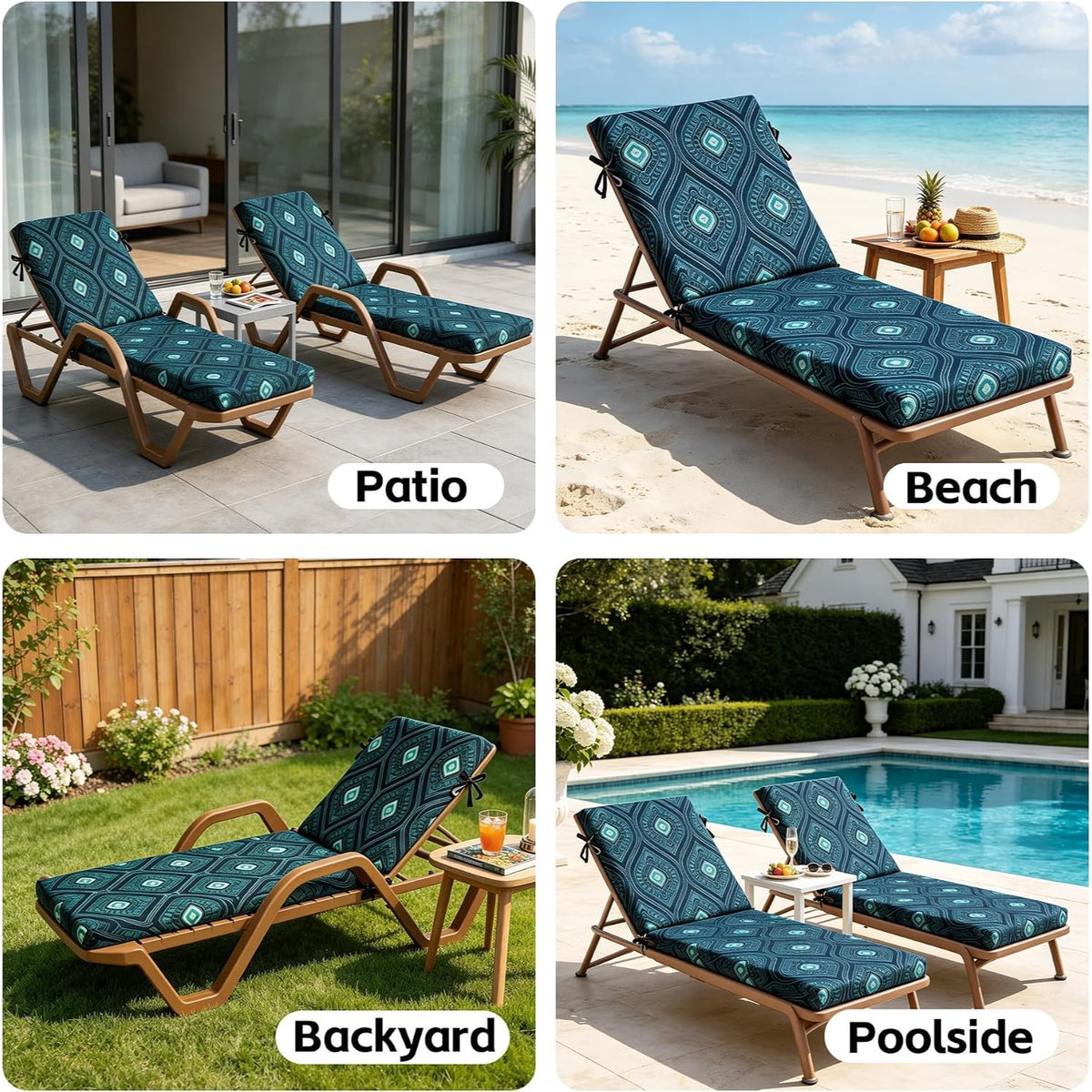 GoodGoods Outdoor Chaise Lounge Cushion 21x72 in - Blue Medallion