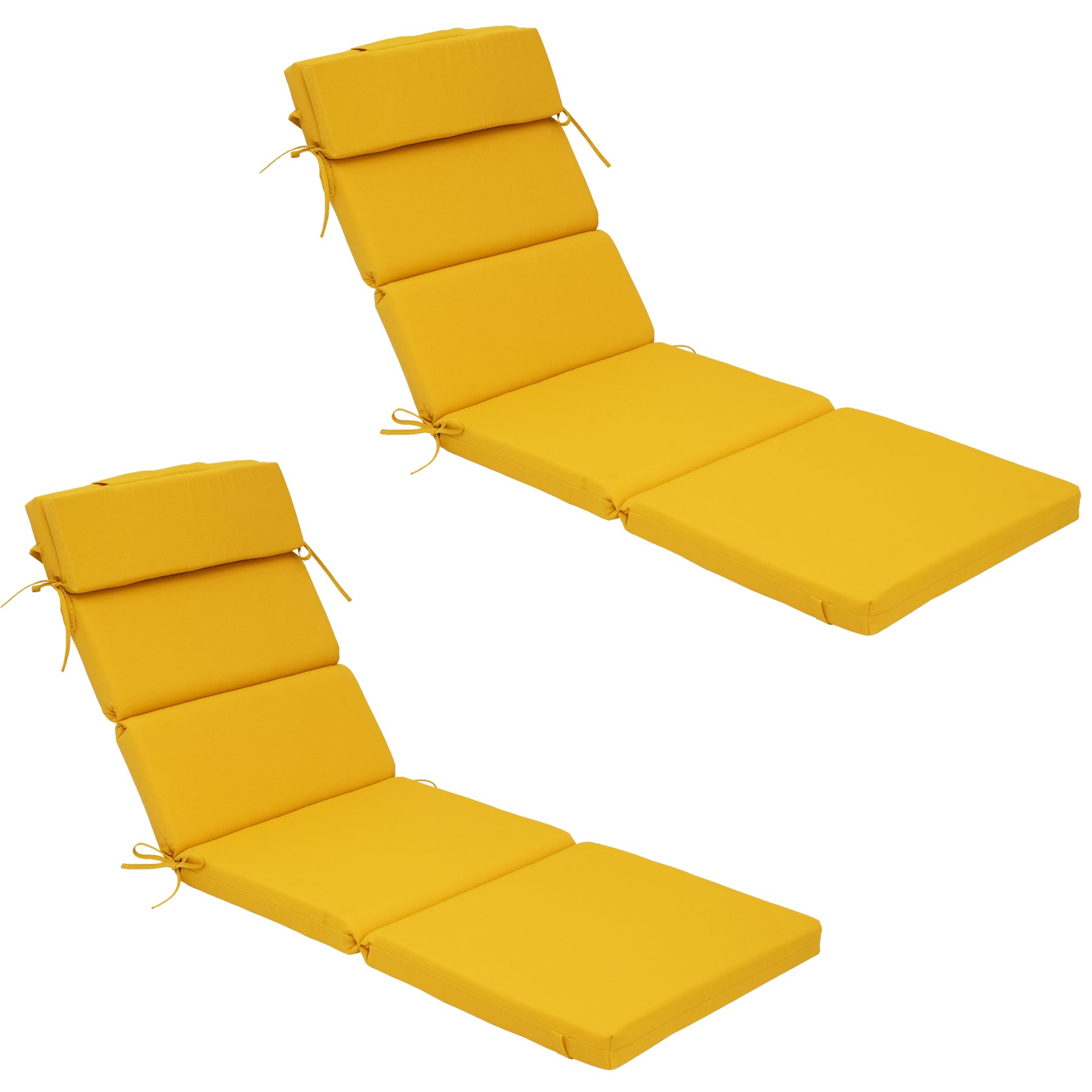GoodGoods Outdoor Chaise Lounge Cushion 25x77 in - Yellow lifestyle and product view 2