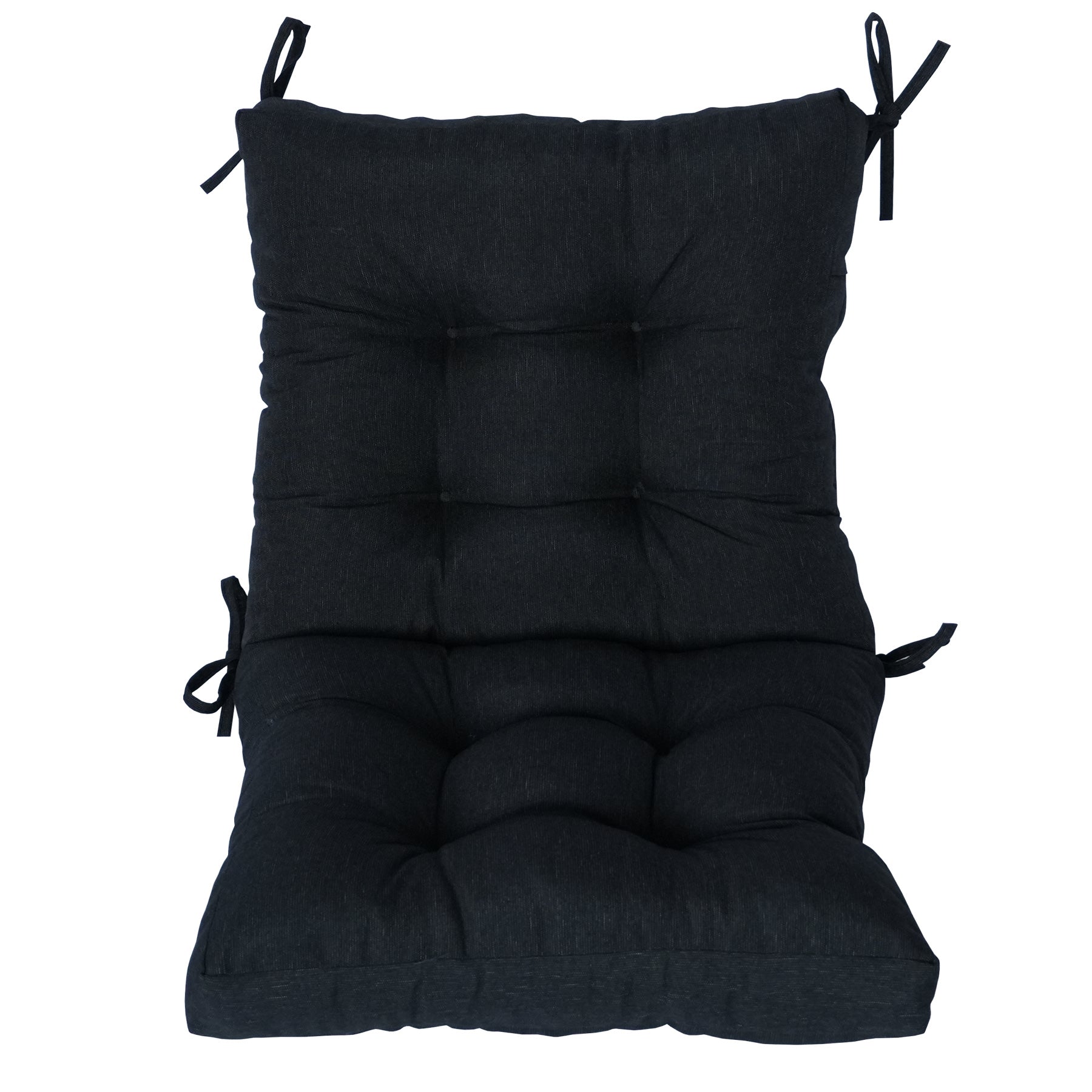 GoodGoods Tufted Outdoor High-Back Chair Cushion 18x36 in - Black
