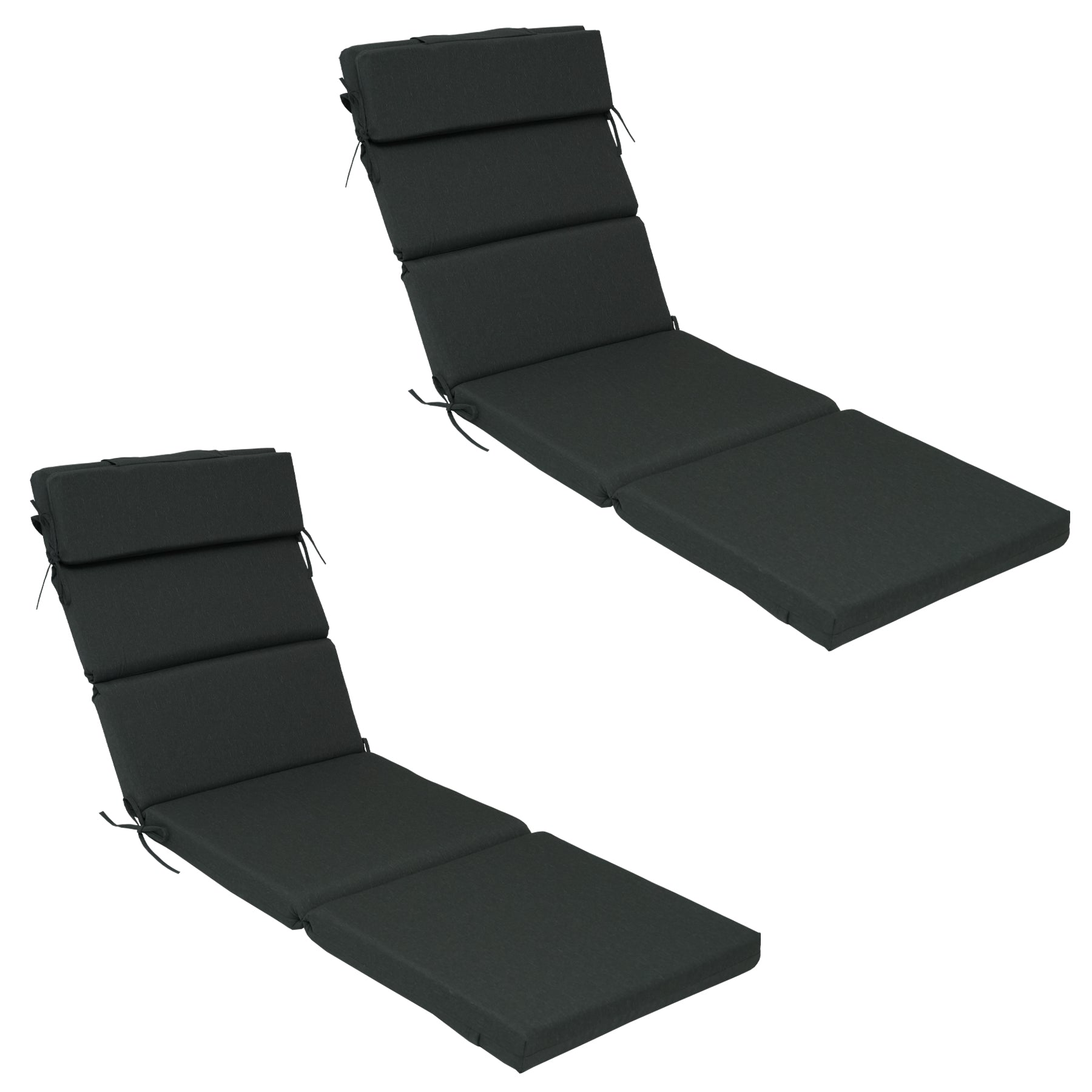 GoodGoods Outdoor Chaise Lounge Cushion 25x77 in - Black lifestyle and product view 2